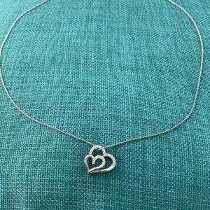 Sterling Silver Diamond Heart Pendant with Chain 1/4 Carat